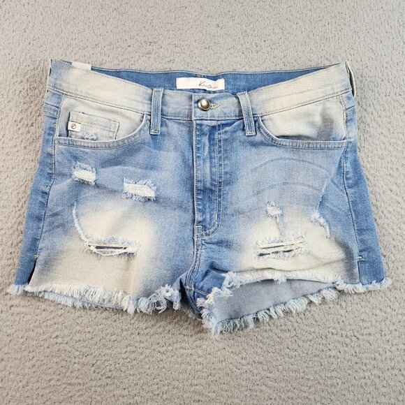 KanCan Pants - KanCan Shorts Womens 28 Blue Jeans Curvy Denim Light Low Rise Cut Off Stretch